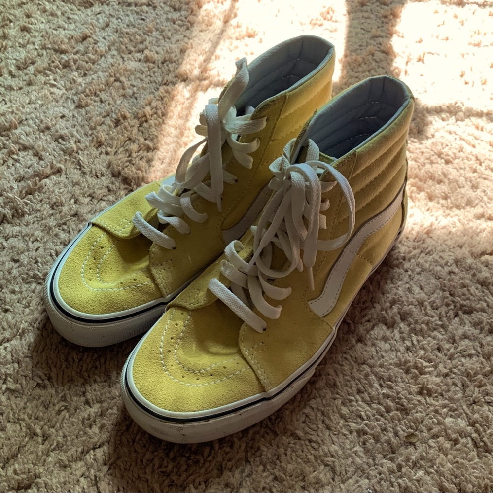 Yellow high top Vans